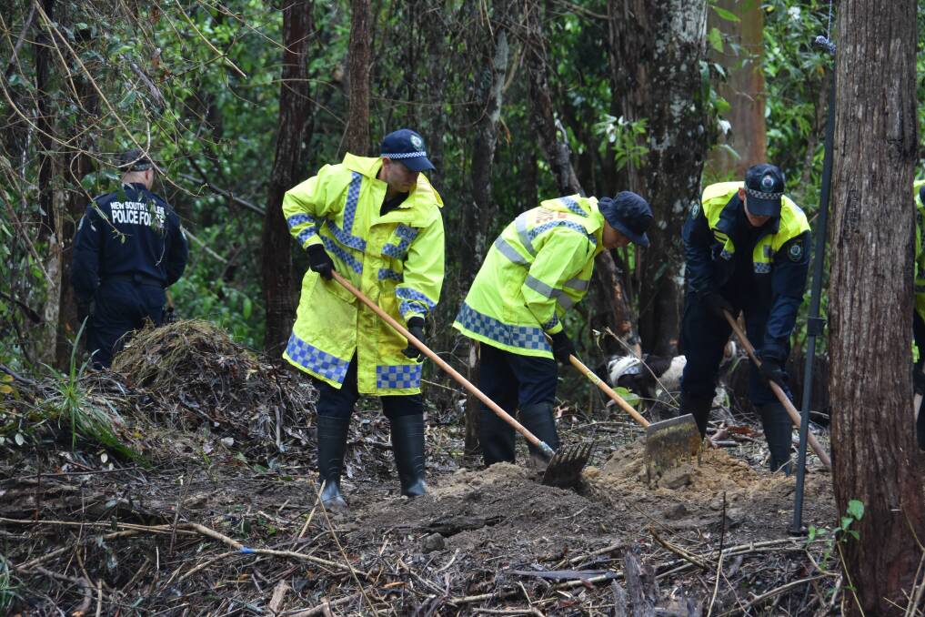 Search continues: Officers are working through difficult weather conditions at the search site with more rain predicted. Photo: Ruby Pascoe