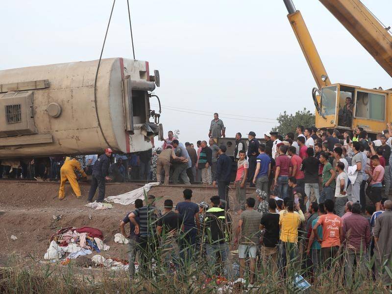 The Egyptian train was heading from Cairo to Mansoura on Sunday when four carriages derailed.
