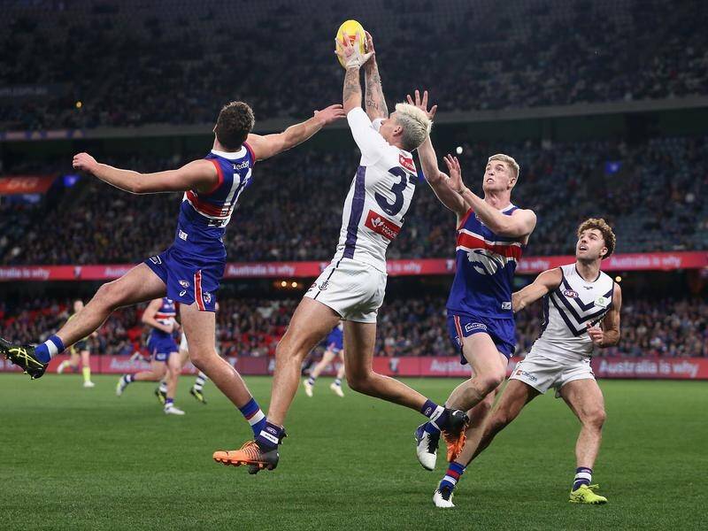 Fremantle have improved their AFL top-four prospects after a 17-point win over the Western Bulldogs. (Rob Prezioso/AAP PHOTOS)