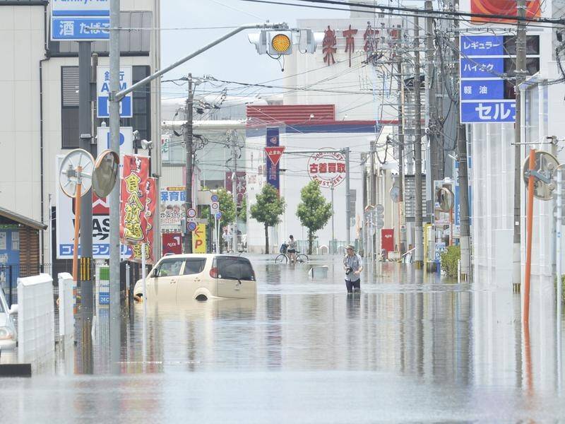 Four bodies have been found in Fukuoka prefecture after heavy rain battered southwestern Japan.