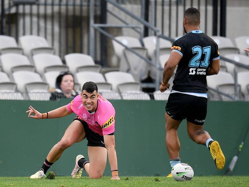 Charlie Staines had a memorable NRL debut in Penrith's win over Cronulla.