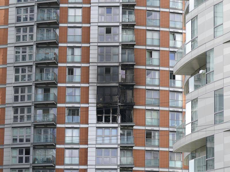 Firefighters have tacked a blaze in a London tower that has flammable cladding.