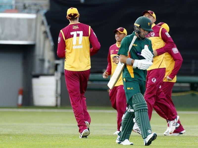 Tasmania opener Caleb Jewell was the first to fall in the one day cup match against Queensland.