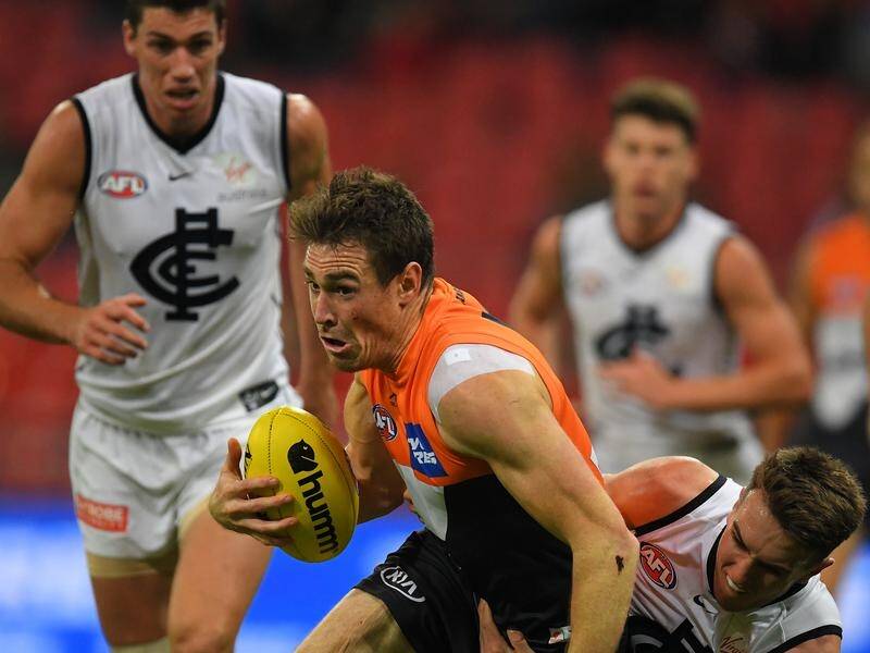Giants' Jeremy Cameron racked up 27 disposals, his second biggest tally ever, in the win over Blues.